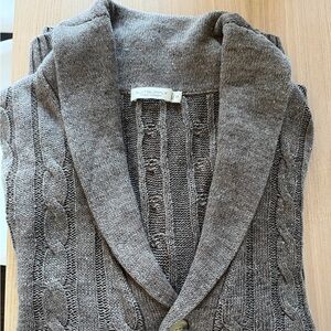 Suitsupply Taupe Shawl-Collar Cable Cardigan